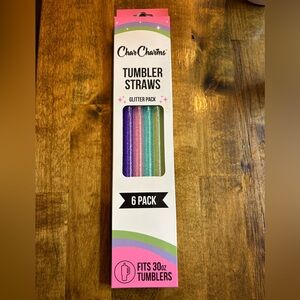 CharCharms Glitter Tumbler Straws 6-Pack